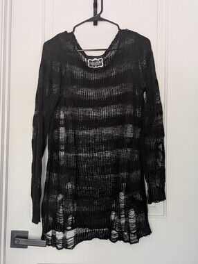 KILLSTAR | Spook N Destroy | NWOT | Black & Gray Knit Sweater | Size S  Retired